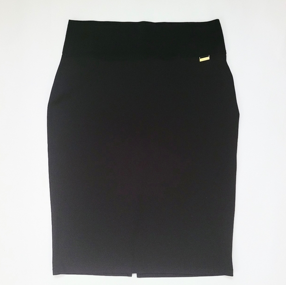 Calvin Klein Power Stretch Knee Length Pencil Skirt Size Large Black - Picture 2 of 3